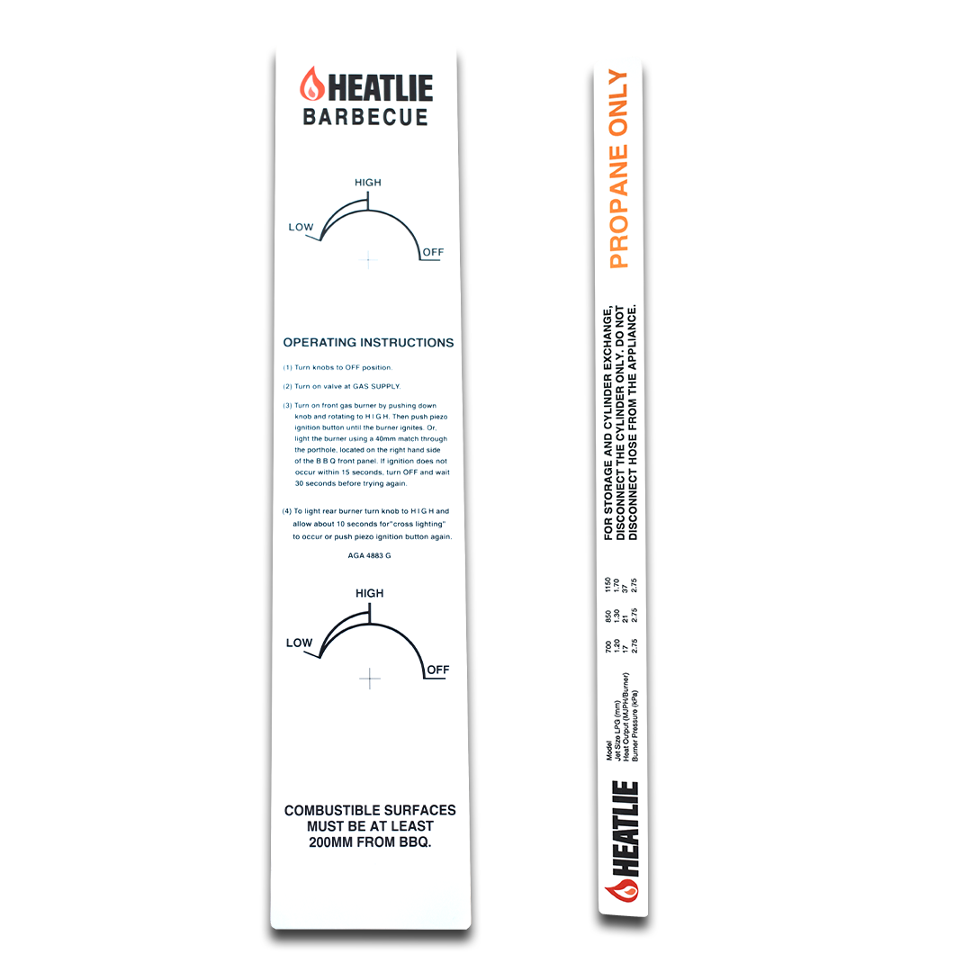 BBQ Instruction Labels Heatlie BBQs