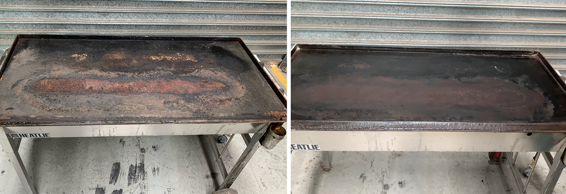 bbq rusty plate before and after