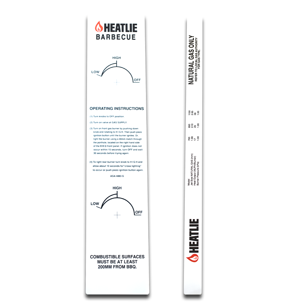 Heatlie BBQ Natural Gas Labels