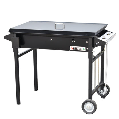 heatlie bbq black 850 on mobile cart with lid